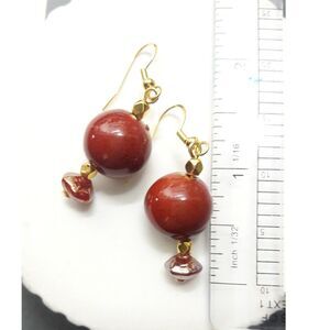 NEW Earrings Ceramic bead chunky earrings Barn Red drop earrings Red O 152#fs